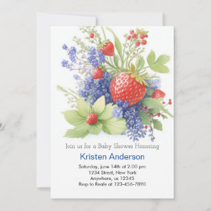 Sweet and Whimsical Strawberry Boy Baby Shower Einladung
