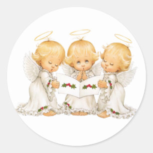 Sweet Angels Christmas Carols Runder Aufkleber