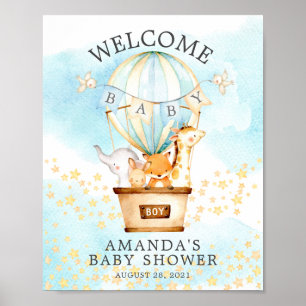 Sweet Animals Hot Air Ballon Willkommensdusche Poster