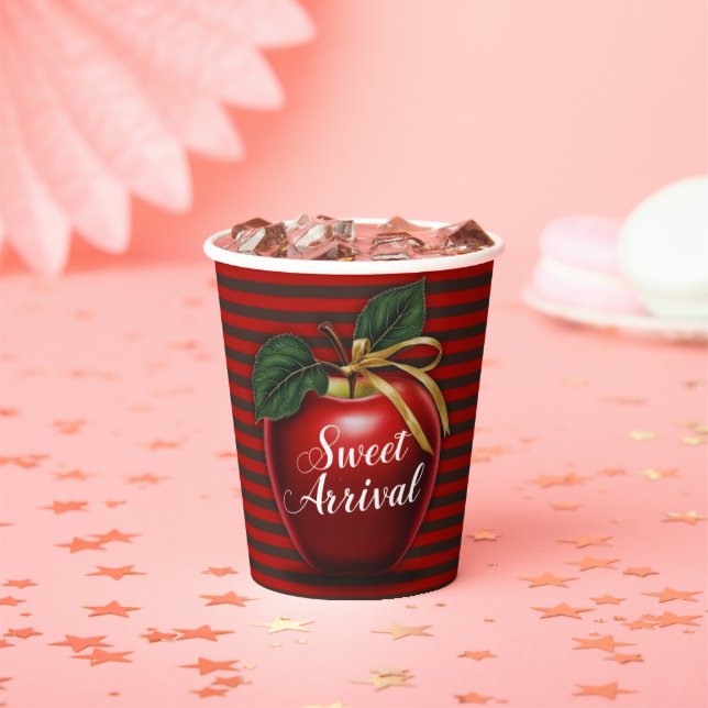Sweet Ankunft Red Apple Baby Dusche Pappbecher (Insitu)