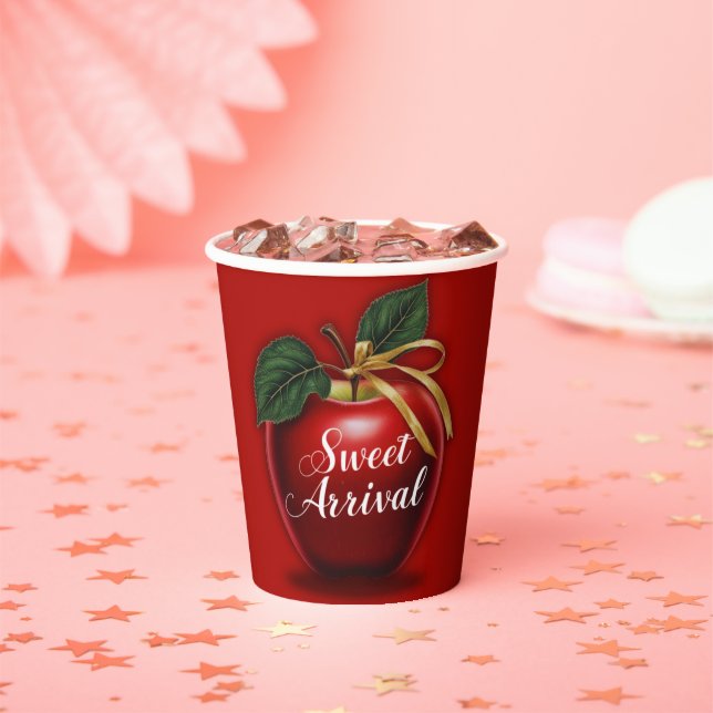 Sweet Ankunft Red Apple Baby Dusche Pappbecher (Insitu)