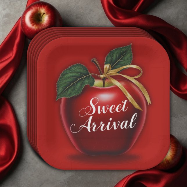 Sweet Ankunft Red Apple Baby Dusche Pappteller (Von Creator hochgeladen)