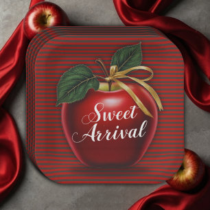 Sweet Ankunft Red Apple Baby Dusche Pappteller