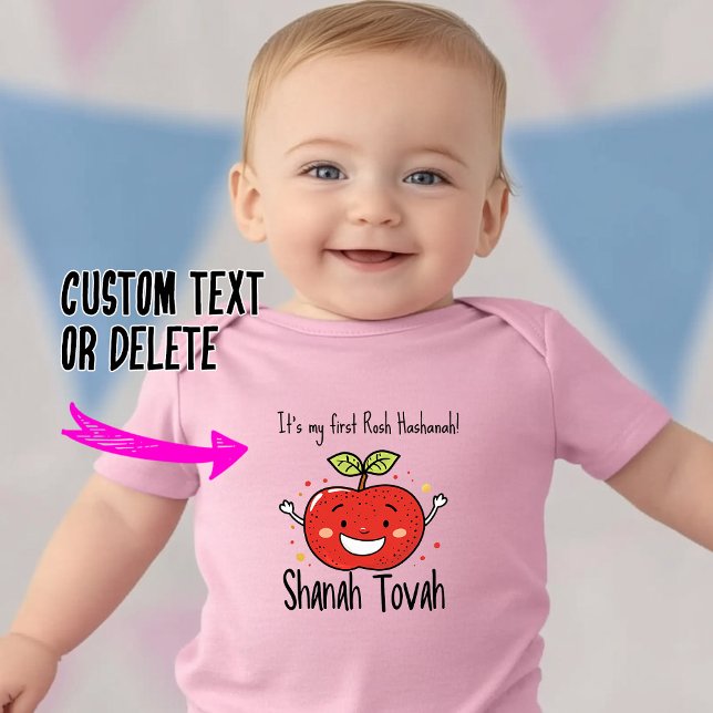 🍎 Sweet Apple Joy mit benutzerdefiniertem Text Baby Strampler (🍎 Sweet Apple Joy with custom text Baby Bodysuit)