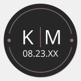 Sweet Arch Wedding Initials Lilac ID998 Runder Aufkleber