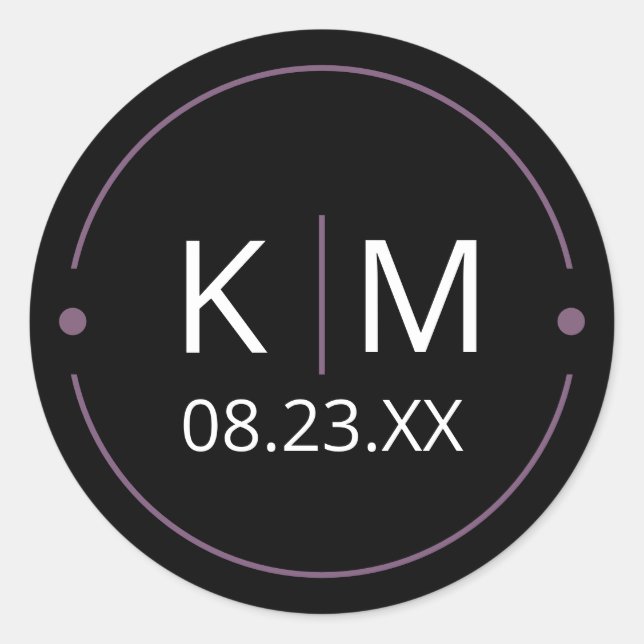 Sweet Arch Wedding Initials Lilac ID998 Runder Aufkleber (Vorderseite)