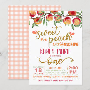 Sweet as a Peach 1st Birthday Einladung - W GG