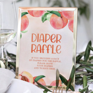 Sweet as a Peach Baby Duwer Windel Raffle Sign Poster