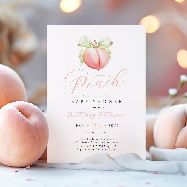 Sweet as a Peach Baby Shower Einladung (Von Creator hochgeladen)
