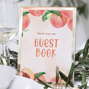 Sweet as a Peach Baby Shower Guest Book Sign Poster