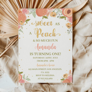 Sweet as a Peach First Birthday Einladung