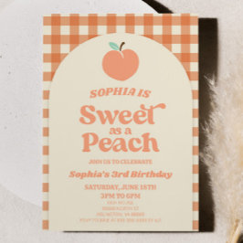Sweet As A Peach Fruit Orange Pink Birthday Party Einladung