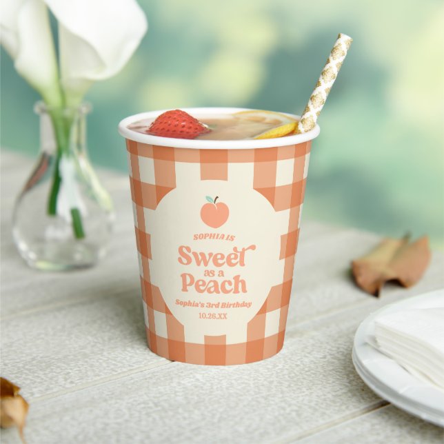 Sweet As A Peach Fruit Pink Orange Birthday Party Pappbecher (In Situ)