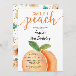 Sweet as a Peach Girl First Birthday Einladung