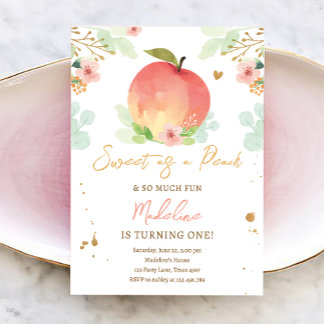 Sweet as a Peach Girl Pfirsiche 1. Geburtstag I Einladung