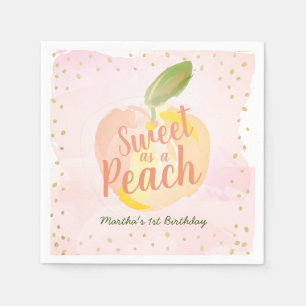 Sweet as a Peach Girl Pink Birthday Serviette