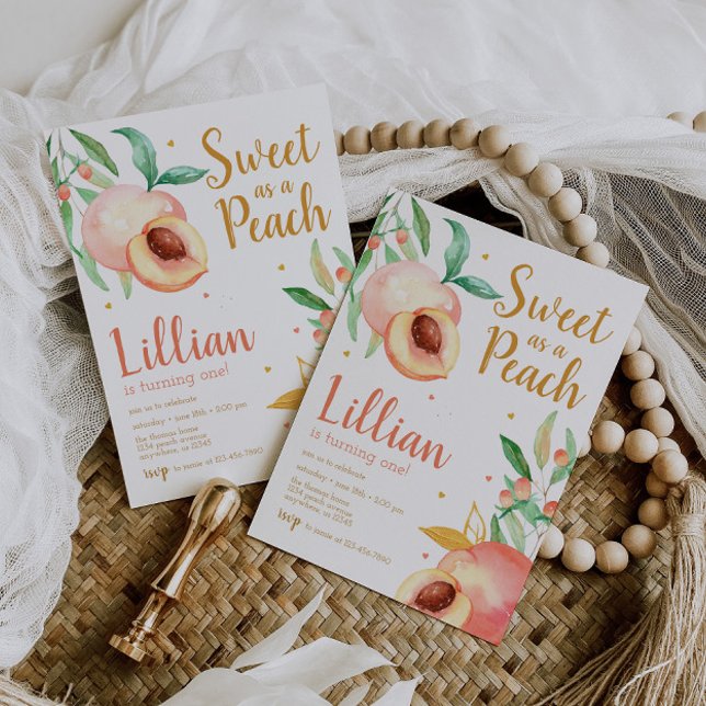 Sweet as a Peach Greenerity Birthday Einladung (Von Creator hochgeladen)