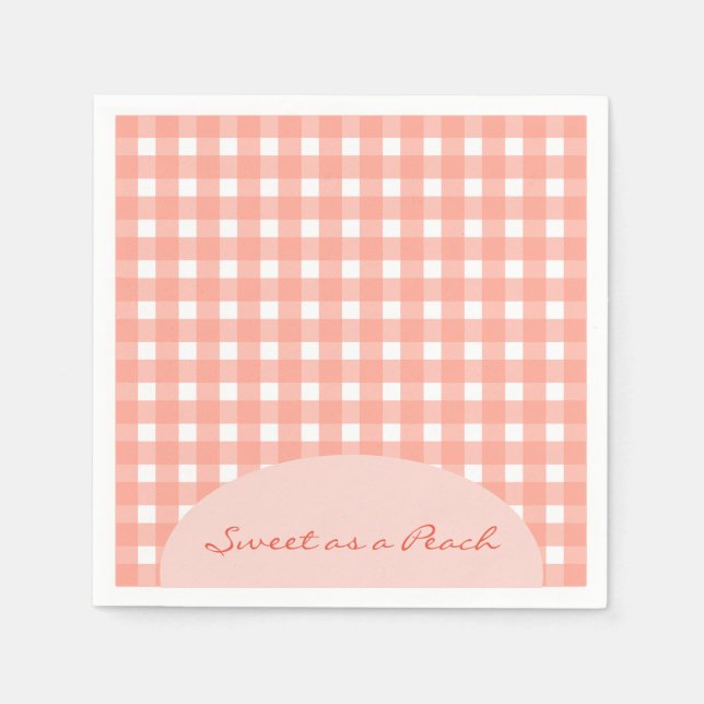 Sweet as a Peach Kariert Birthday Serviette (Vorderseite)