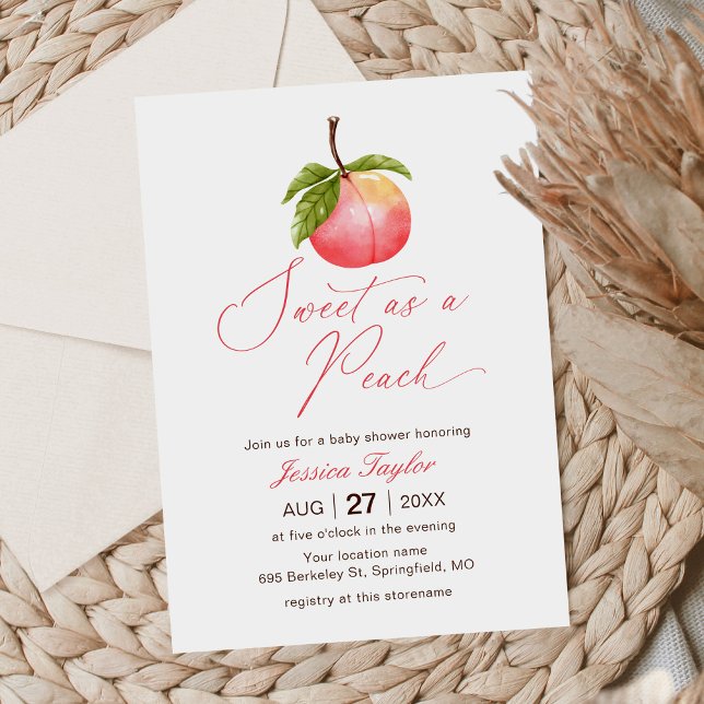 Sweet as a Peach Minimalistisch Baby Shower Einlad Einladung (Von Creator hochgeladen)