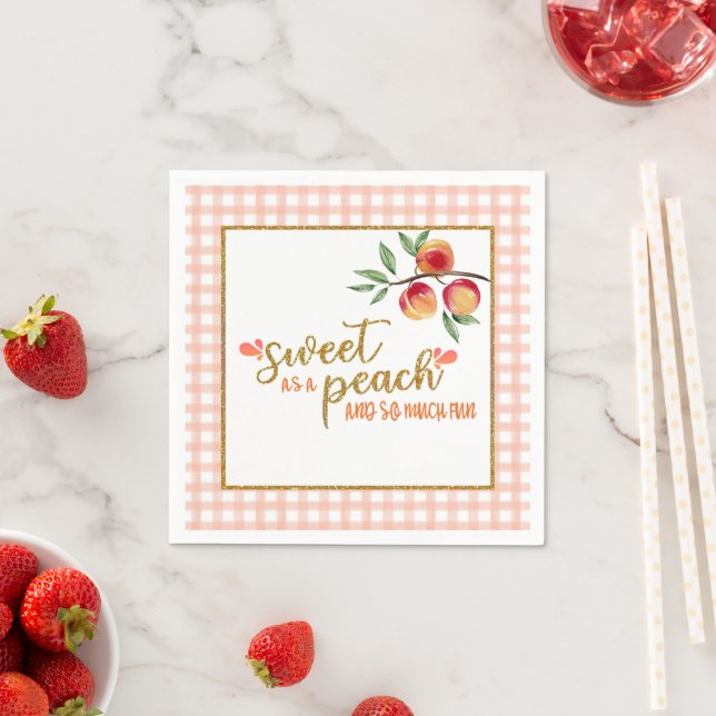 Sweet as a Peach Napkin - Gingham (W) Serviette (Beispiel)