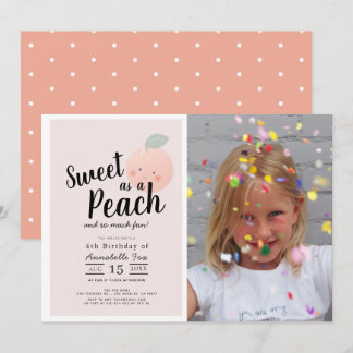 Sweet as a Peach Niedlich Girl Foto Geburtstag Einladung