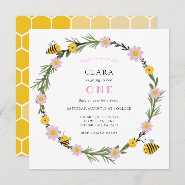 Sweet as can be Birthday Einladung (Vorne/Hinten)