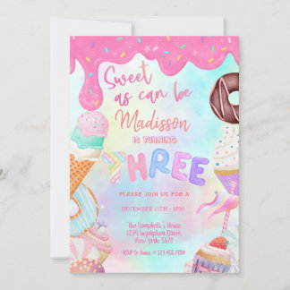 Sweet as can be girl 3. Geburtstagseinladung Einladung
