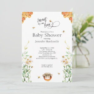 Sweet as Can Bear Watercolor Floral Baby Dusche In Einladung