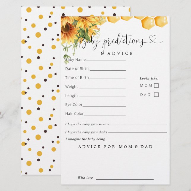 Sweet as can bebe Baby Dusche Vorhersage Ratschläg (Vorne/Hinten)