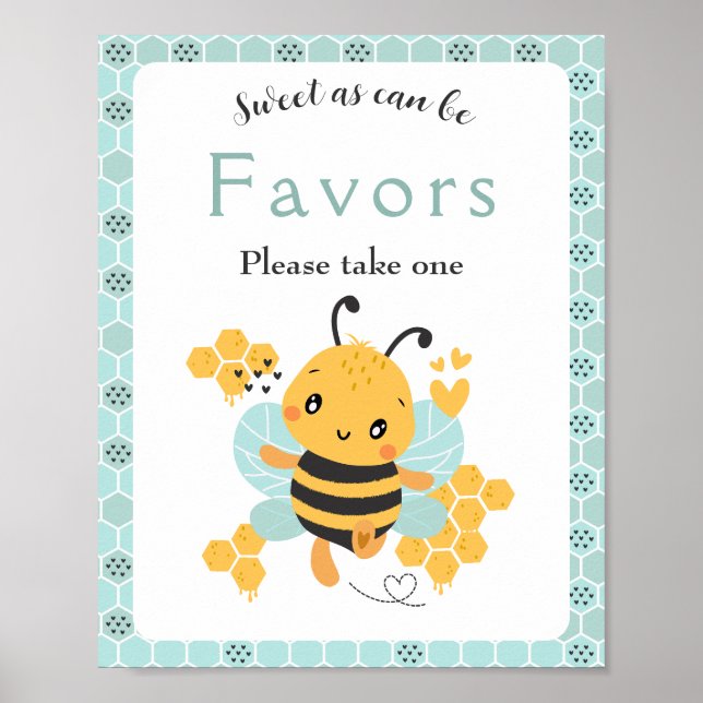 Sweet as Can Bee Baby Boy Baby Shower Gefälligkeit Poster (Vorne)