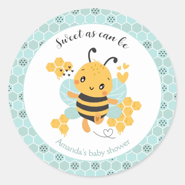 Sweet as Can Bee Baby Boy Baby Shower Runder Aufkleber (Vorderseite)