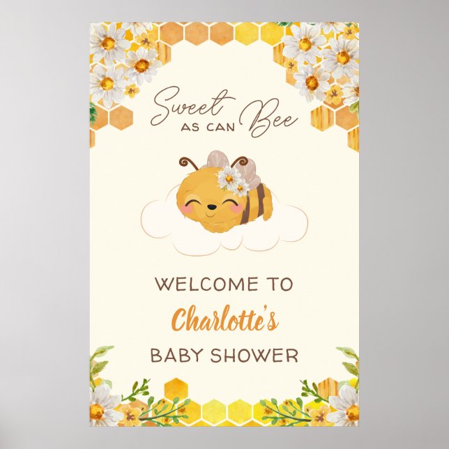 Sweet as Can Bee Baby Dusche Blumenwabe Poster (Vorne)