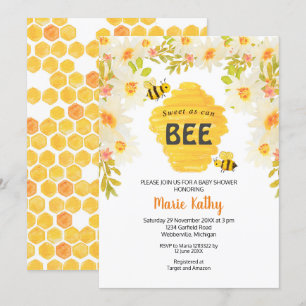 Sweet as Can bee Baby Dusche Einladung