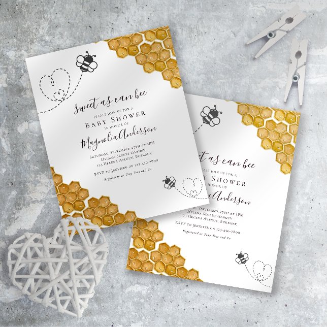 Sweet as Can Bee Baby Dusche Einladung Postkarte (Von Creator hochgeladen)