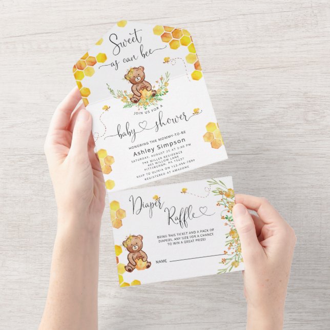 Sweet as Can Bee Baby Dusche in einer Einladung (Abreißen)