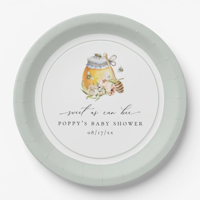 Sweet as Can Bee Baby Dusche Pappteller (Vorderseite)
