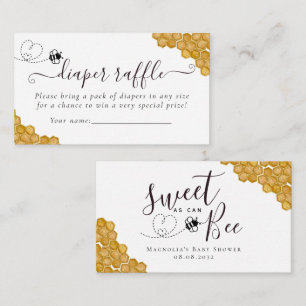 Sweet as Can Bee Baby Dusche Windelwanne Raffle Begleitkarte