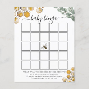 Sweet as Can Bee Baby Shower Bingo Game Card