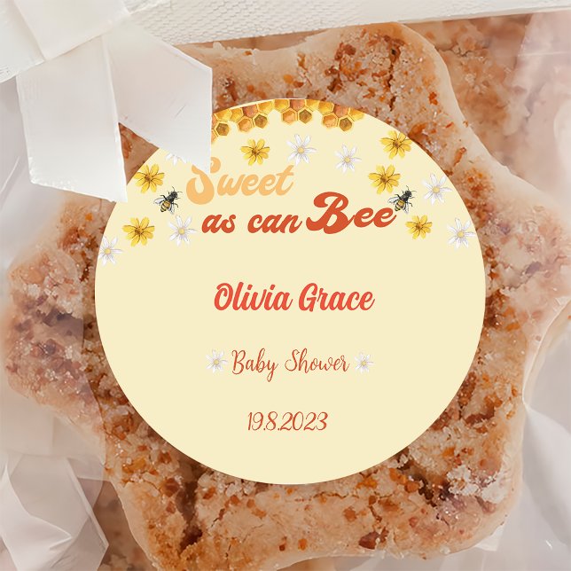 Sweet as can bee Baby Shower Classic Round Sticker (Von Creator hochgeladen)