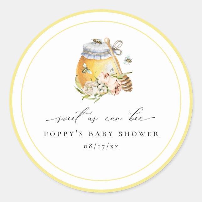 Sweet as can bee Baby Shower Classic Round Sticker (Vorderseite)