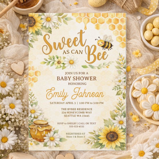 Sweet as can Bee Baby Shower Einladung (Von Creator hochgeladen)