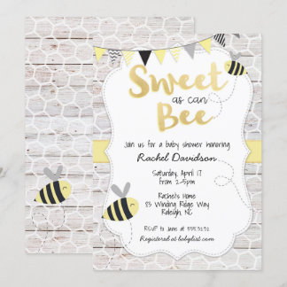 Sweet as can Bee Baby Shower Einladung