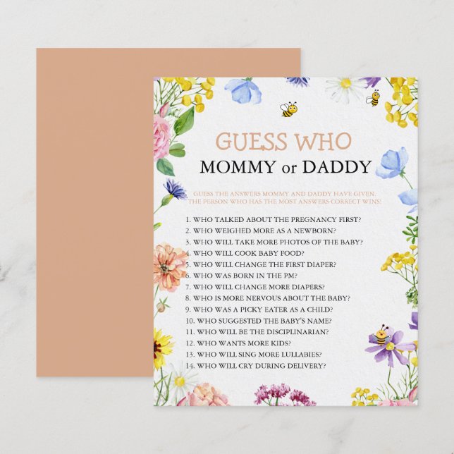 Sweet as Can Bee Baby Shower Game (Vorne/Hinten)