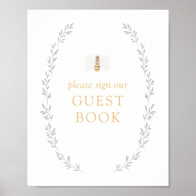 Sweet as Can Bee Baby Shower Gästebuchzeichen Poster (Vorne)