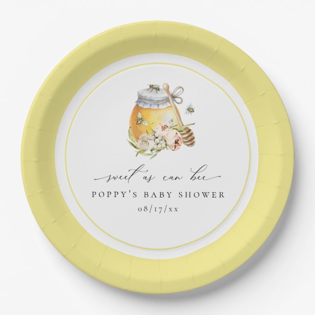 Sweet as can bee Baby Shower Paper Plate Pappteller (Vorderseite)