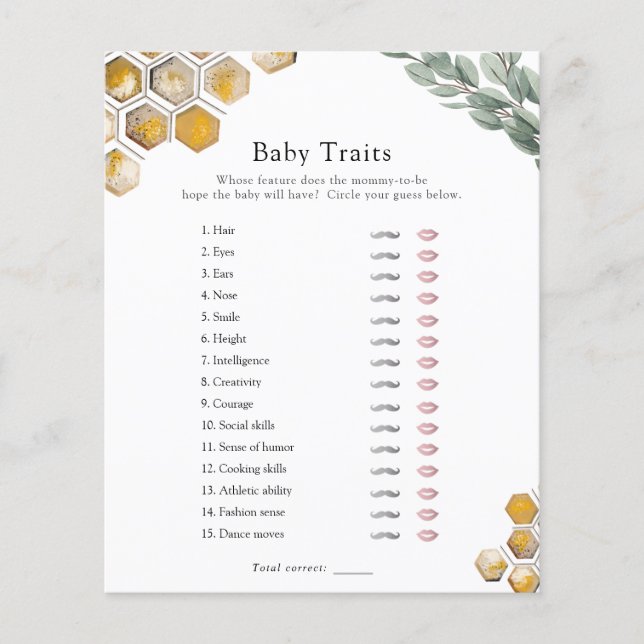 Sweet as Can Bee Baby Traits Shower Game (Vorderseite)