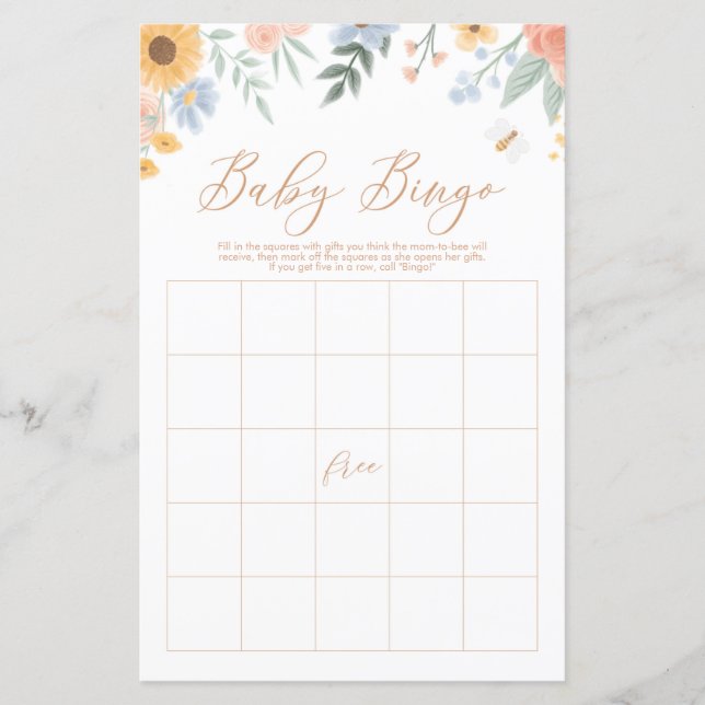 Sweet as can Bee Bingo Baby Shower Game (Vorderseite)