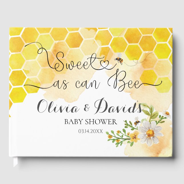 Sweet as Can Bee Bright and Cheery Baby Shower Gästebuch (Vorderseite)