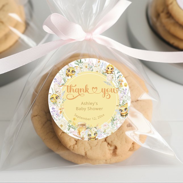 Sweet as can Bee Bumble Bee Baby Shower Vielen Dan Runder Aufkleber (Von Creator hochgeladen)