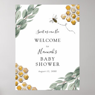Sweet as can Bee Eucalyptus Baby Dusche Willkommen Poster